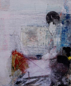Saint George - Abstraktes Gemälde in Mischtechnik in den Farben Rot Gelb Grau Schwarz Weiß