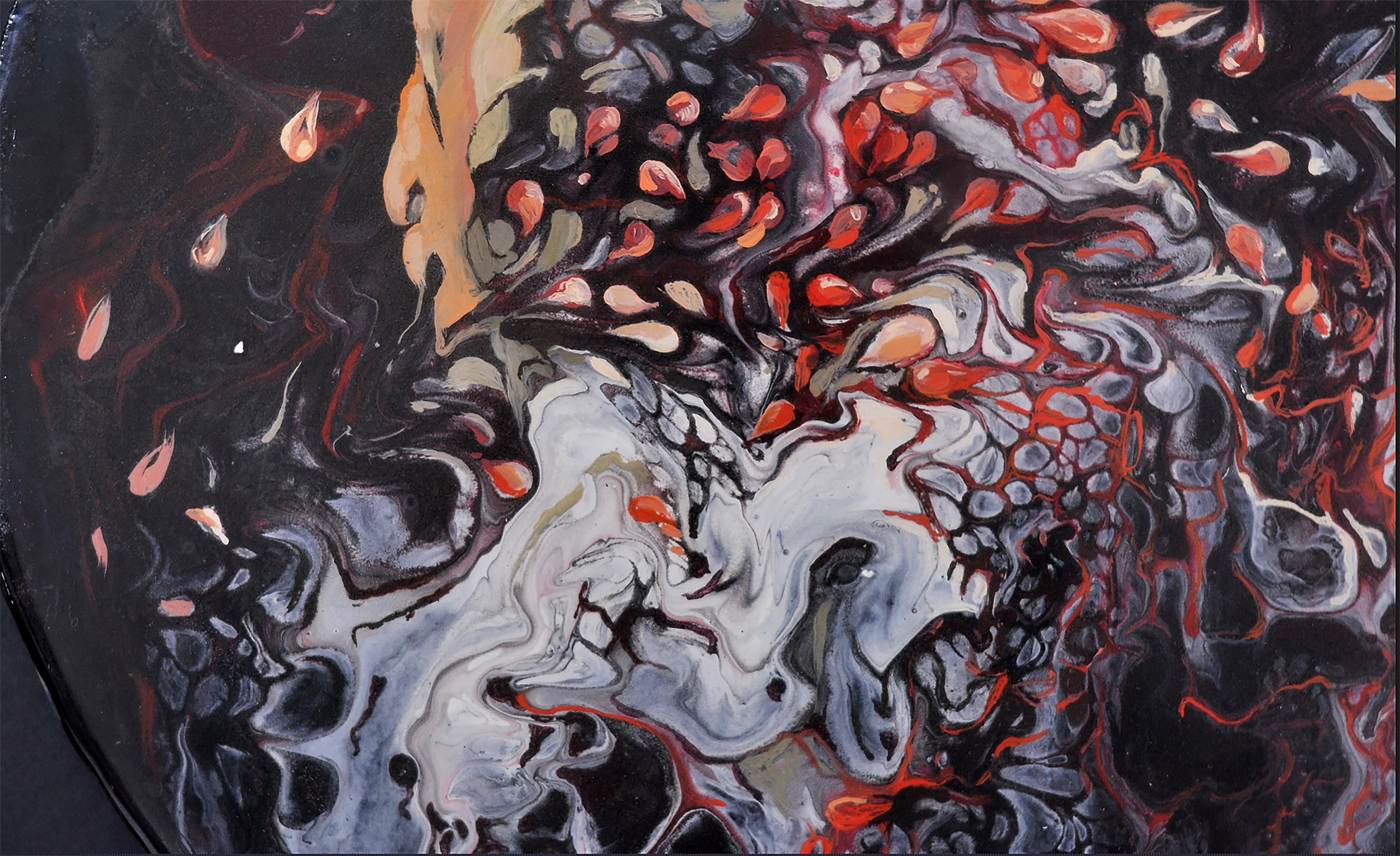 Pomegranate Music II - Abstract Painting by Natalia Yampolskaya
