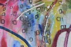 Dan - Pittura astratta africana Blu Giallo Marrone Verde Bianco Beige Arancione