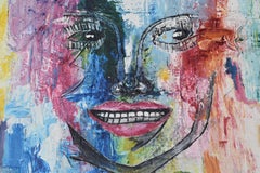 Riflessi di felicità - Pittura astratta africana Blu Giallo Marrone Verde Bianco