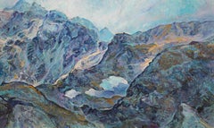 Elena Lakes, Rila - Oil Painting Colors Blue White Purple Brown Grey