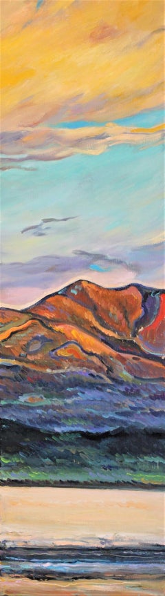 Red Mountain - Oil Painting Color White Yellow Grey Orange Blue Red Green Brown