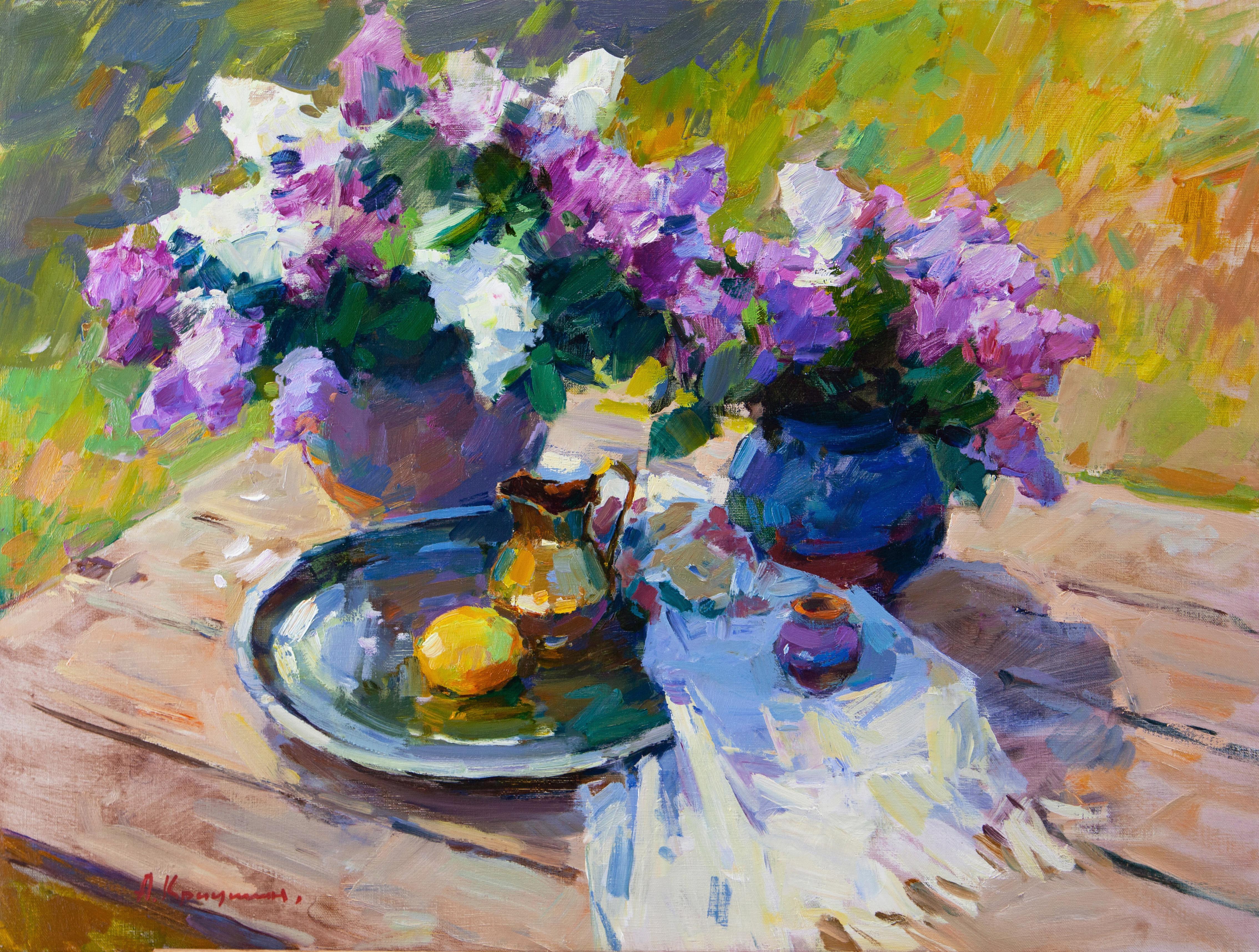 Landscape Painting di Aleksandr Kryushyn - Lillà e sole di primavera