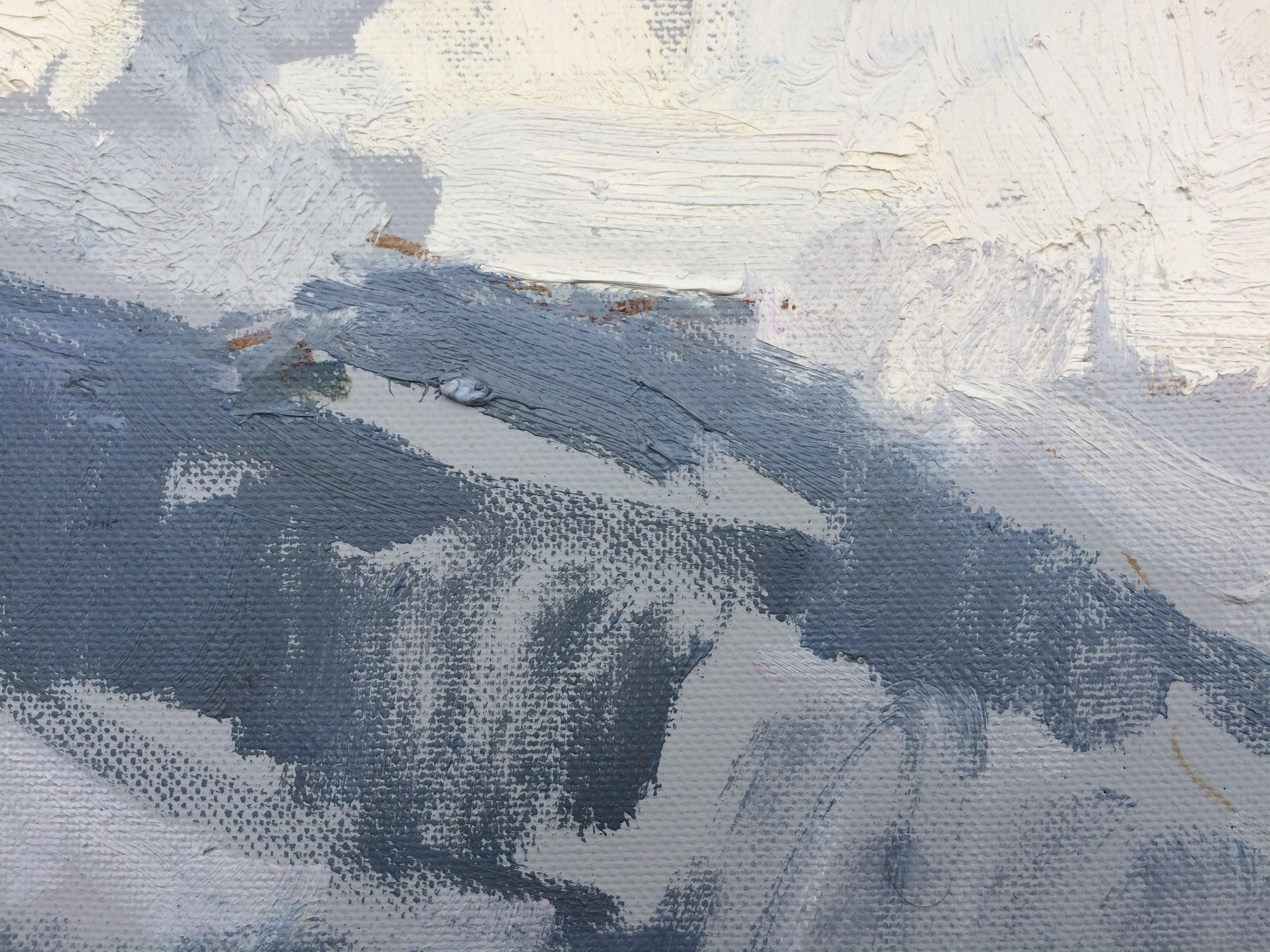 Pioggia in un villaggio di montagna - Landscape Painting Grigio di Zlata Shyshman