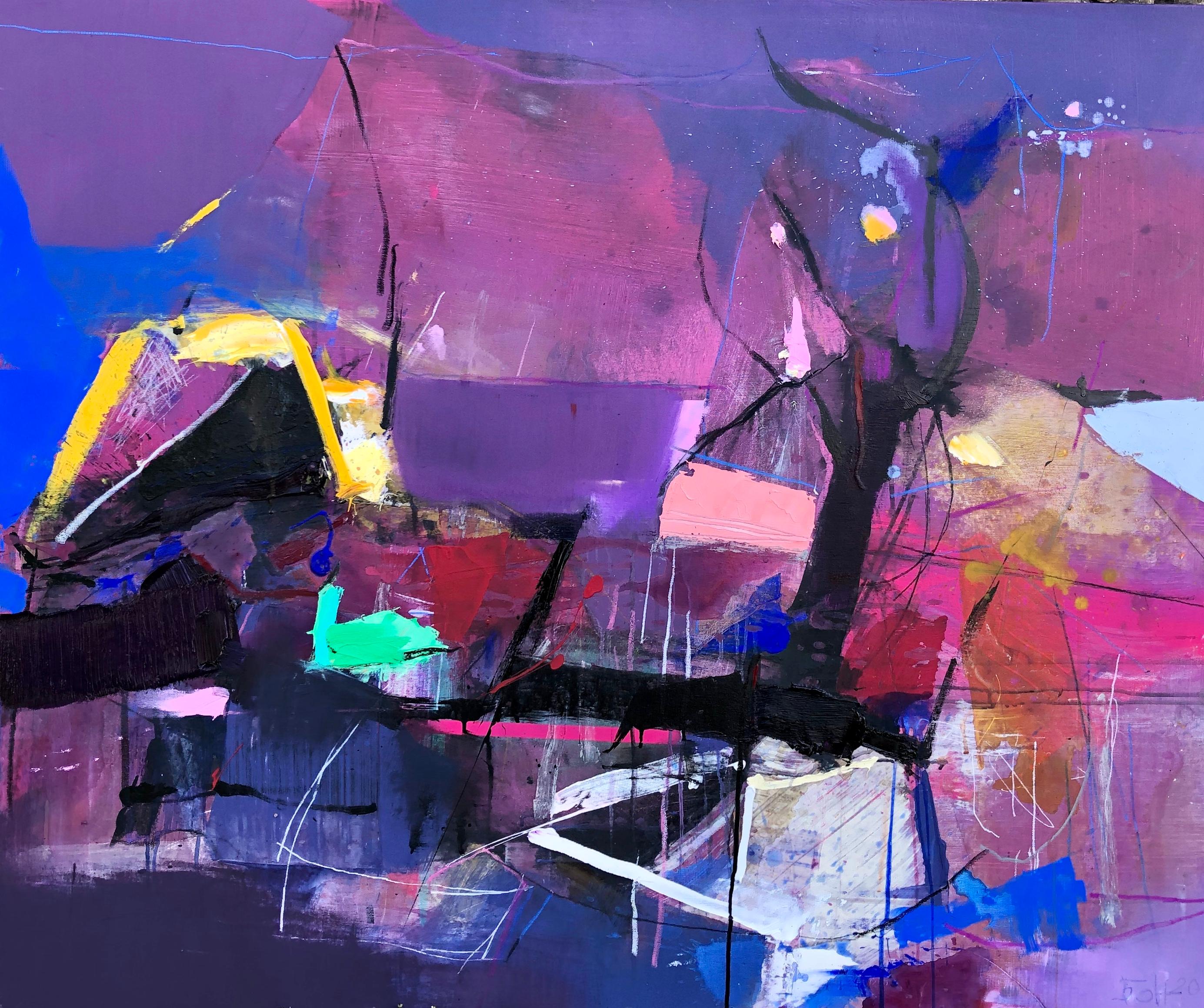 Plamen Bonev Abstract Painting - In The Night