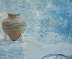 Beside The Sea - Oil Painting Colors White Yellow Blue Brown Green