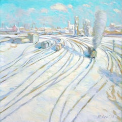 Leaving On a Bright Day - Oil Painting Colors White Yellow Blue Green