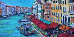 Venice -  Oil Painting Colors Brown White Yellow Green Orange Blue Red Purple