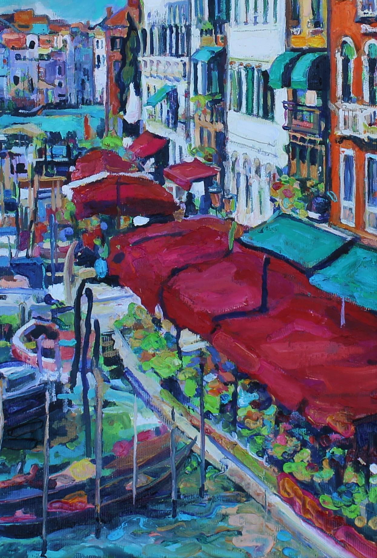 Venezia -  Colori pittura ad olio Marrone Bianco Giallo Verde Arancione Blu Rosso Viola - Painting Impressionismo di Elena Georgieva
