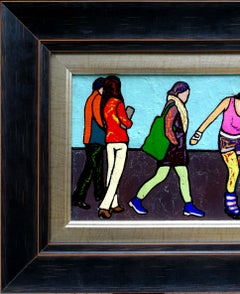 Ordinary Day - Figurative Mixed Media Painting Purple Yellow Blue White Red Gree