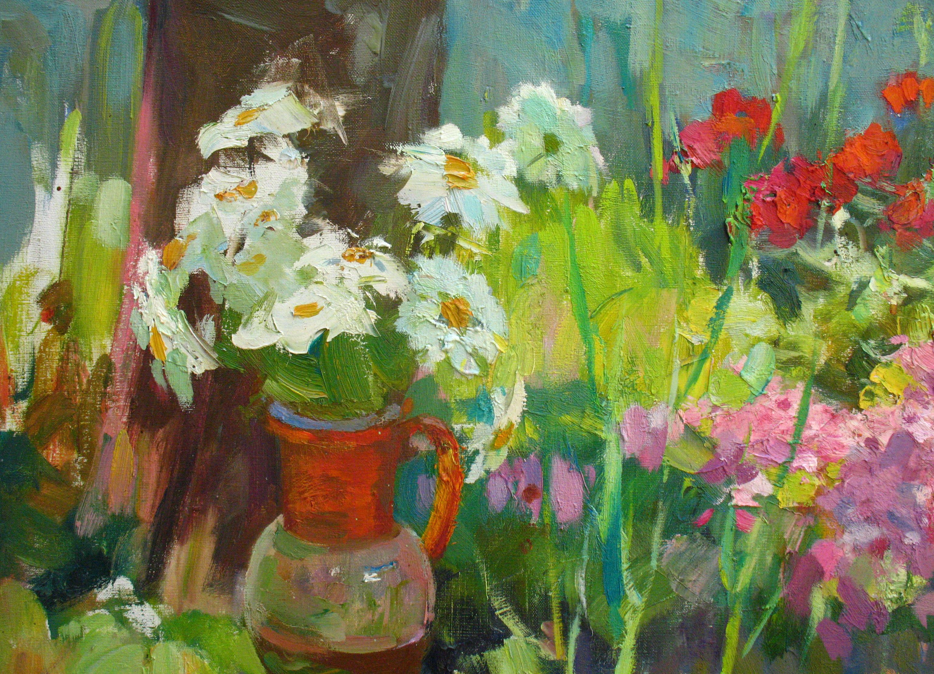 Parterre de fleurs - Impressionnisme Painting par Dmitriev Alexey Olegovich