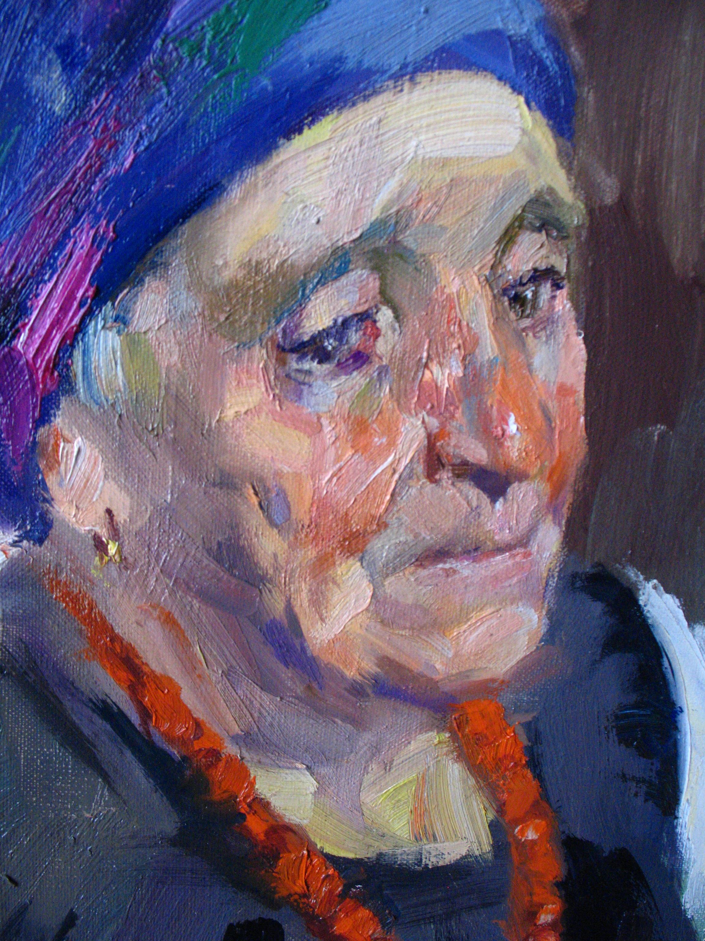 Thoughts des femmes -  Peinture figurative à l'huile sur toile, couleur blanc, rouge, brun  - Painting de Dmitriev Alexey Olegovich
