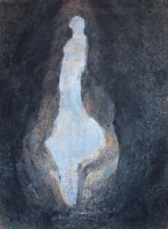 Peinture à l'huile sur toile « Magic Womb at Nenkovo Inside », vert, bleu, gris et brun 