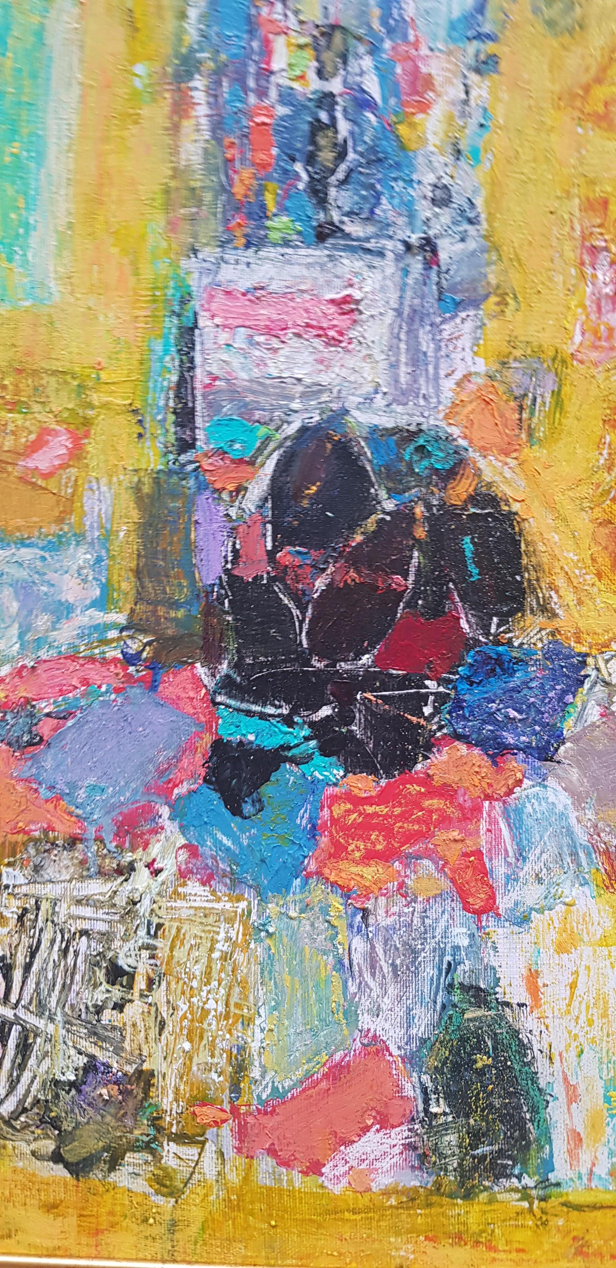 Estate - Pittura astratta Colori Viola Giallo Nero Verde Rosa Rosso Blu Bianco - Painting di Nikolay Yanakiev