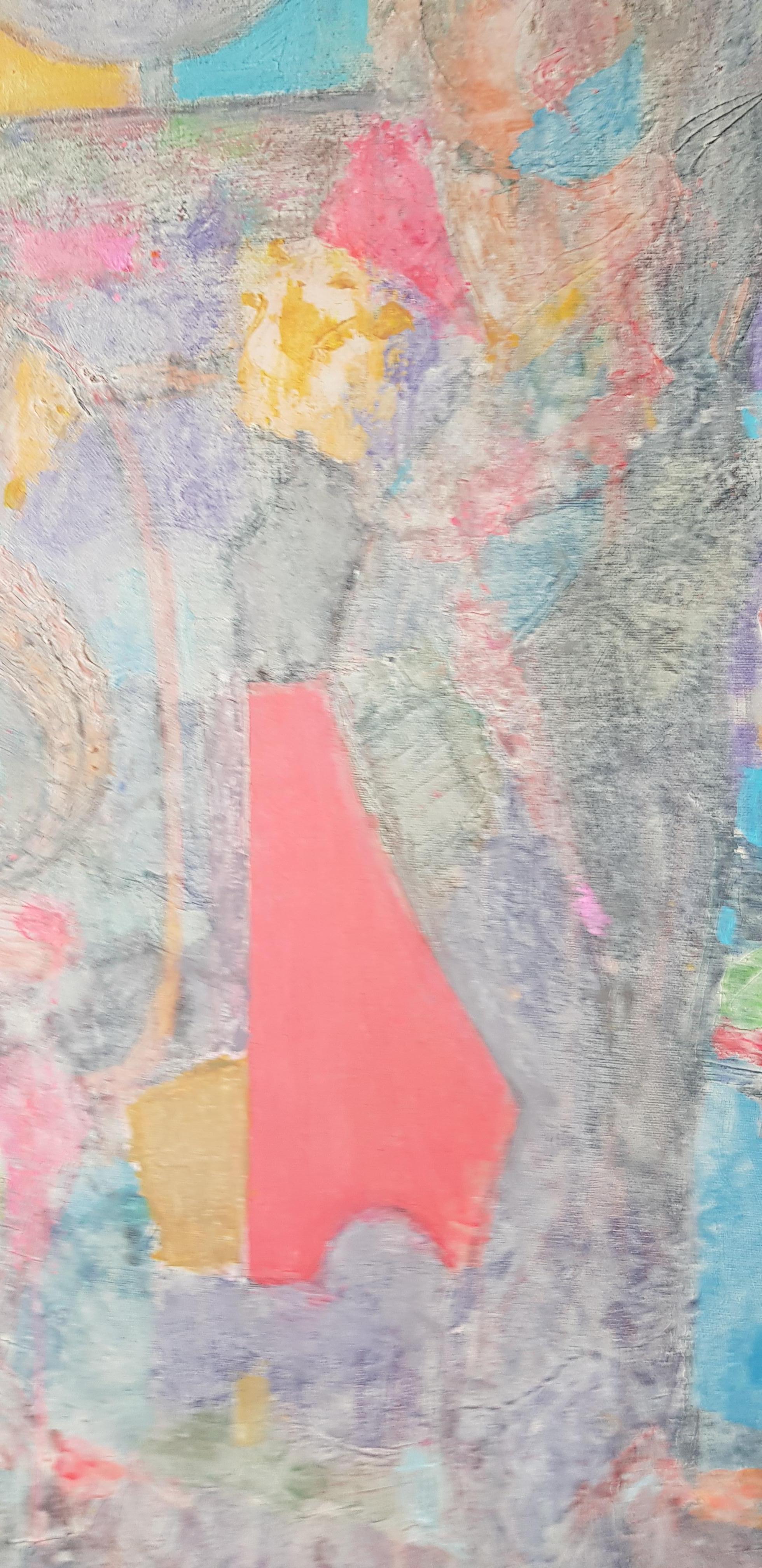 Composizione I - Pittura astratta Colori Viola Blu Grigio Giallo Verde Rosa Rosso - Painting Astratto di Nikolay Yanakiev