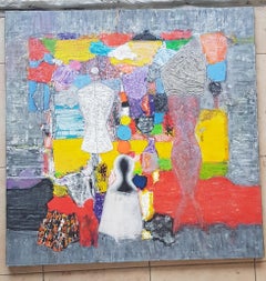 Daily Mood - Pittura astratta Viola Blu Grigio Giallo Verde Rosa Rosso Bianco