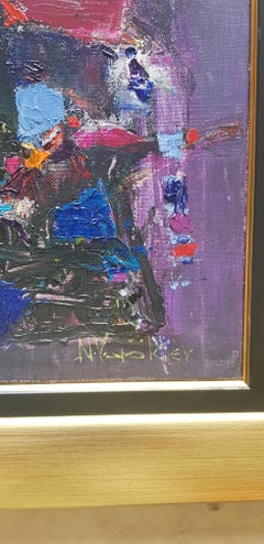 Notte d'autunno - Pittura astratta Colori Arancione Verde Blu Turchese Rosa Rosso Bianco