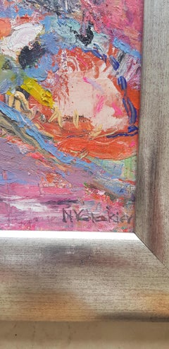 Old Gramophone - Abstract Painting Orange Green Blue Turquoise Pink Red White