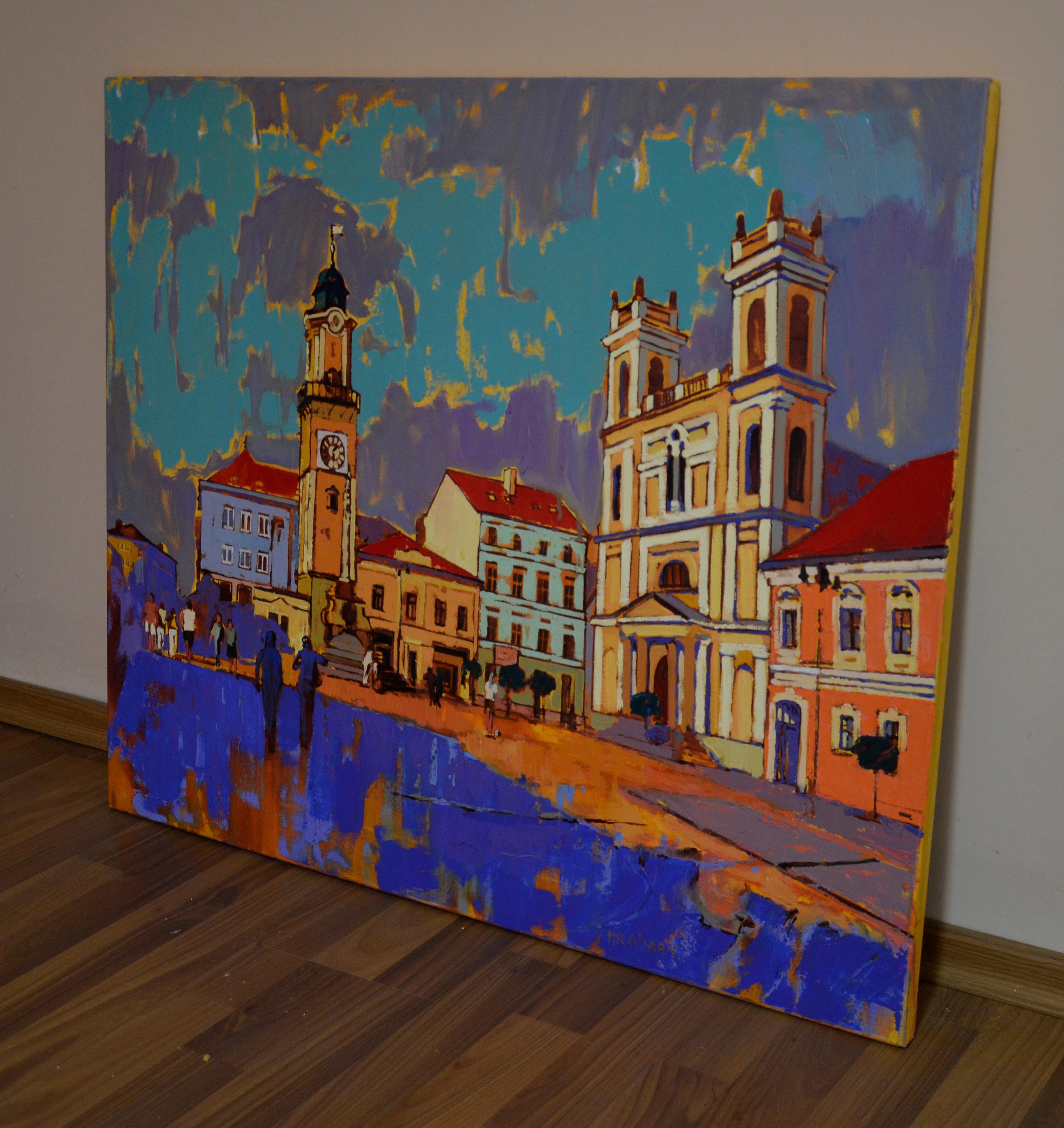 Banska Bystrica Eslovaquia - Paisaje Pintura Azul Amarillo Gris Negro Marrón 2