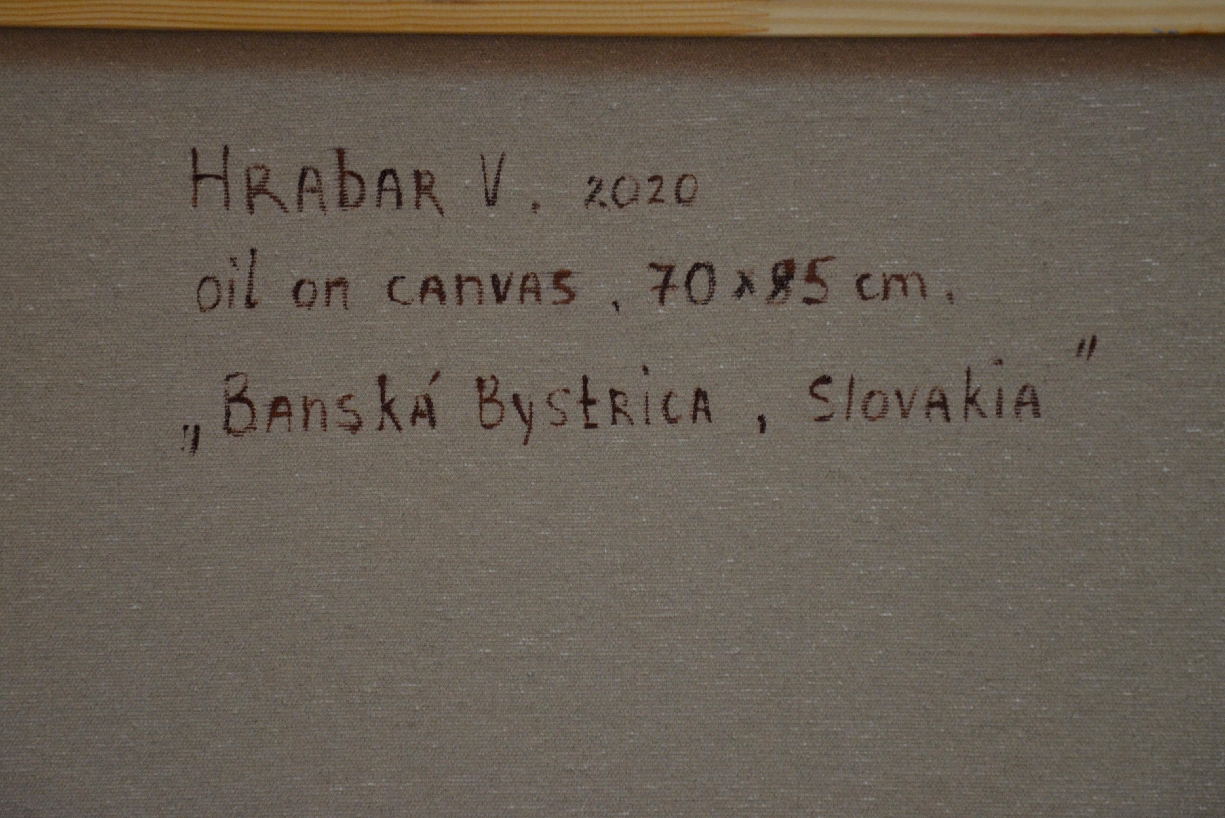 Banska Bystrica Eslovaquia - Paisaje Pintura Azul Amarillo Gris Negro Marrón 3