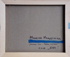 Somewhere There Before Sunrise - Oil Painting Blue Red Grey Yellow White Black