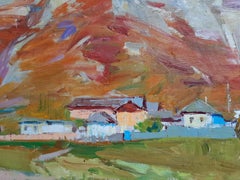 At the foot of eternity - Oil Painting Canvas Blue Yellow Green White Beige