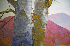 Aspen de los Cárpatos - Pintura al Óleo Lienzo Azul Gris Blanco Marrón Negro