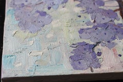 Sun Climbs Kissing - Oil Painting Canvas Blue Grey White Purple Black