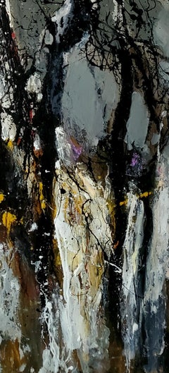 The Windmill - Armenian Artist Landscape Oil painting Colors White Red Grey