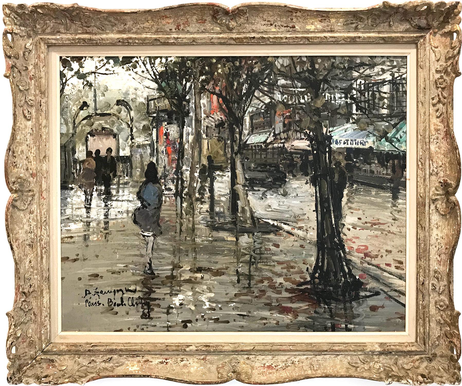 Dino Zampogna Landscape Painting - Romantic Paris Street Scene