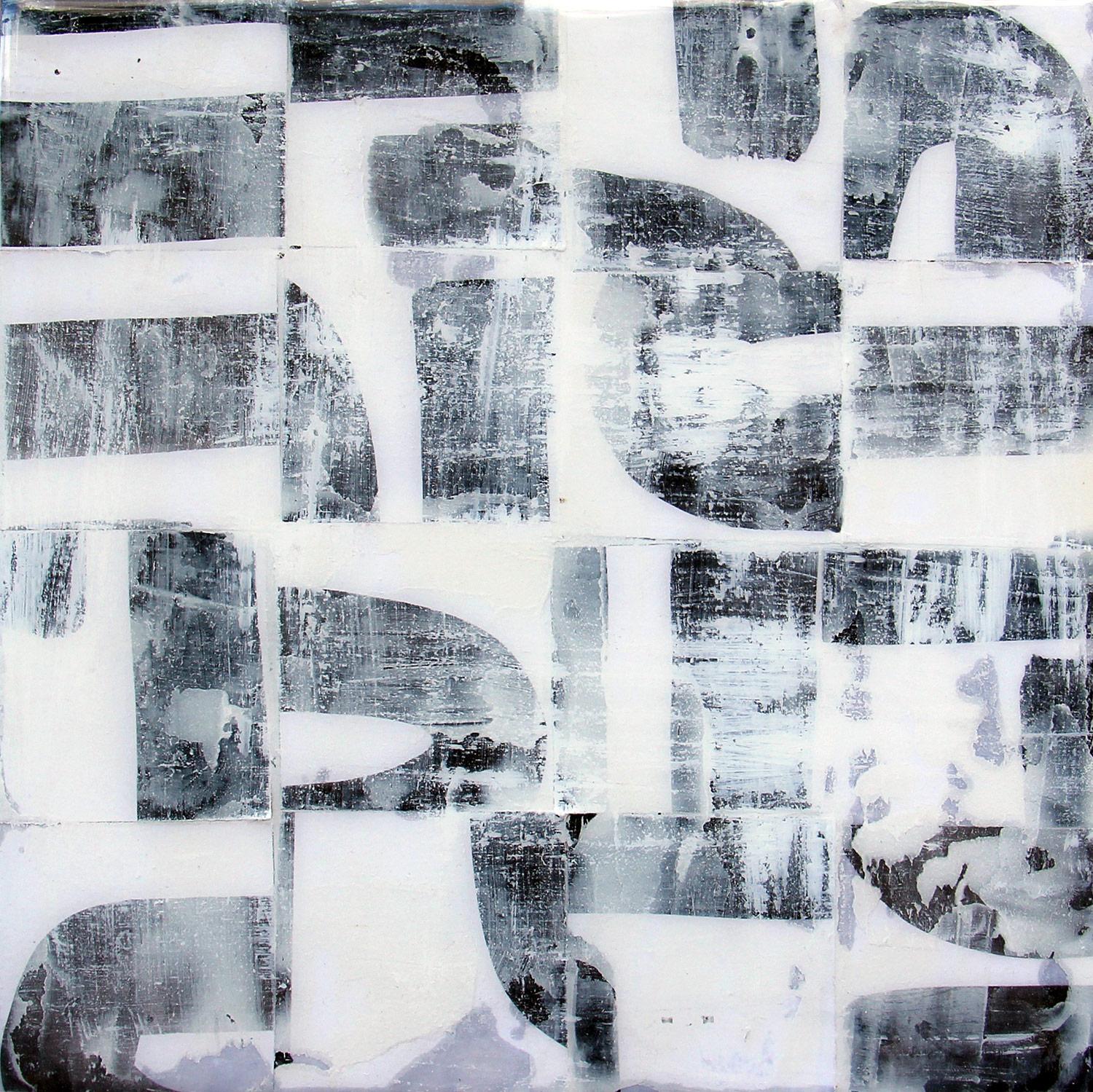 Abstract Painting Christie Owen - Composition abstraite en couches de médias mixtes sur panneau de bouleau baltique "Elements 3025"