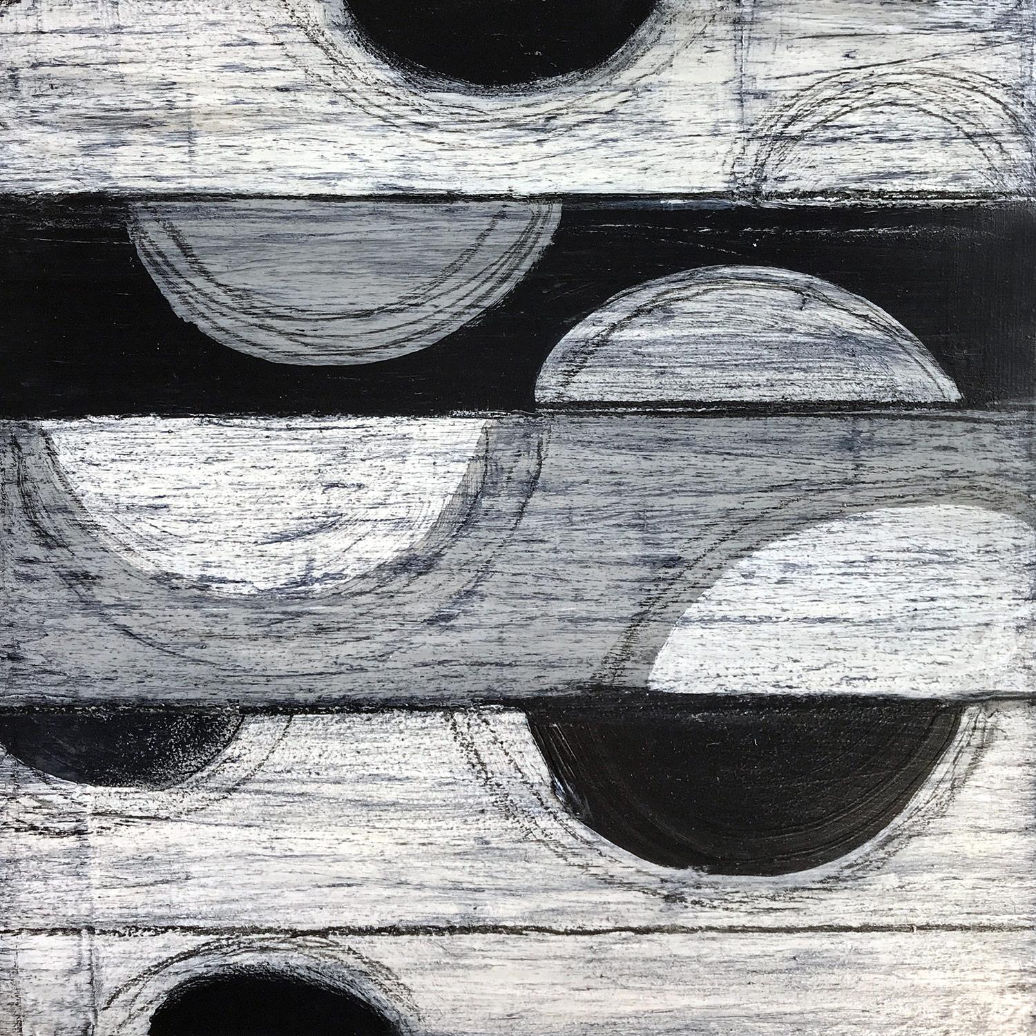 Abstract Painting Christie Owen - Composition abstraite en couches de médias mixtes sur panneau de bouleau baltique "Elements 3036"