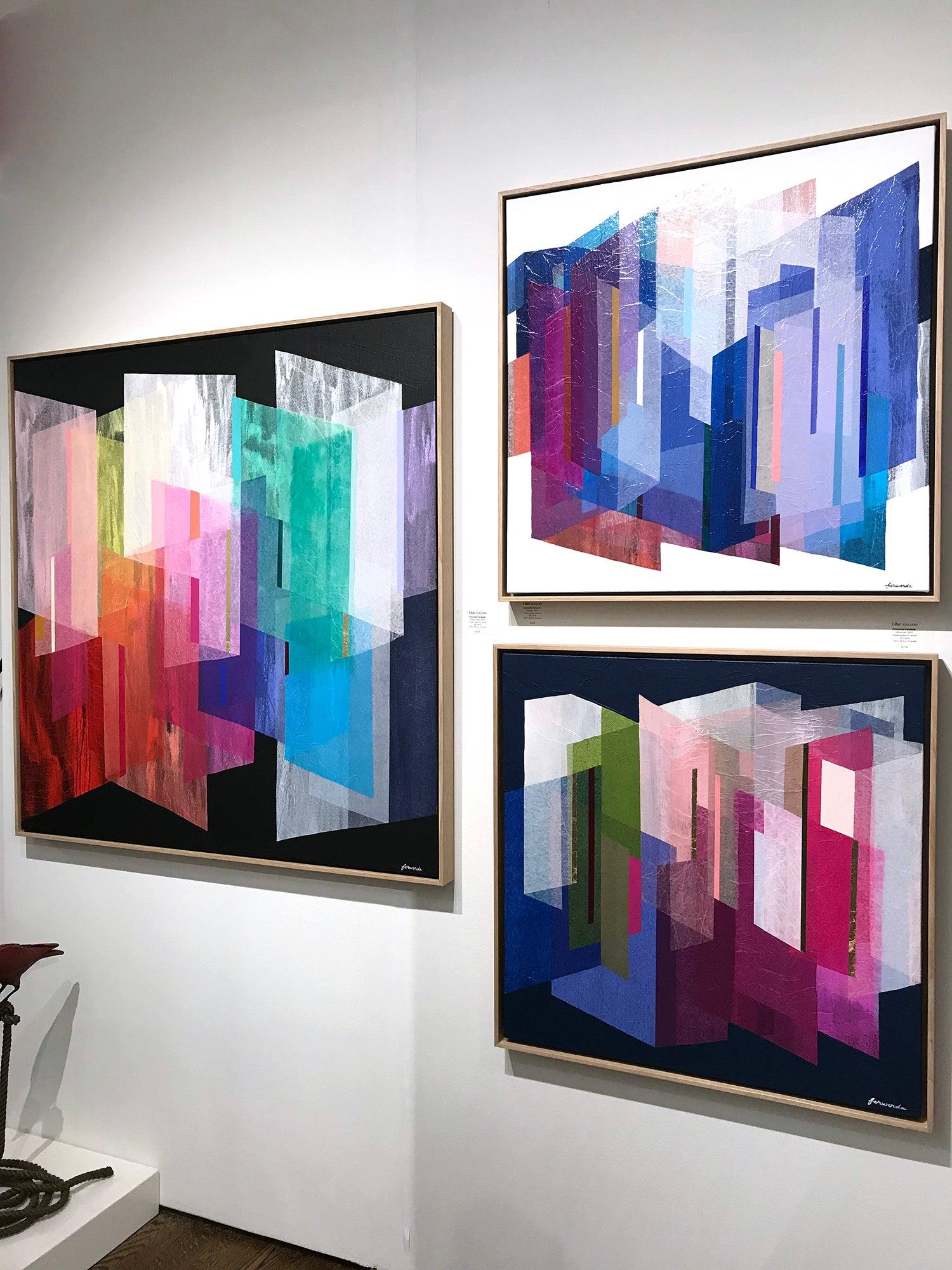 „Sapphire Prism“ Zeitgenössisches mehrlagiges, farbenfrohes Gemälde in Mischtechnik auf Leinwand im Angebot 13