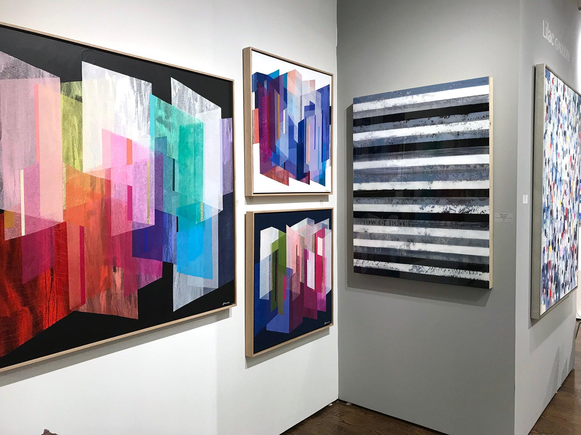 „Sapphire Prism“ Zeitgenössisches mehrlagiges, farbenfrohes Gemälde in Mischtechnik auf Leinwand im Angebot 14