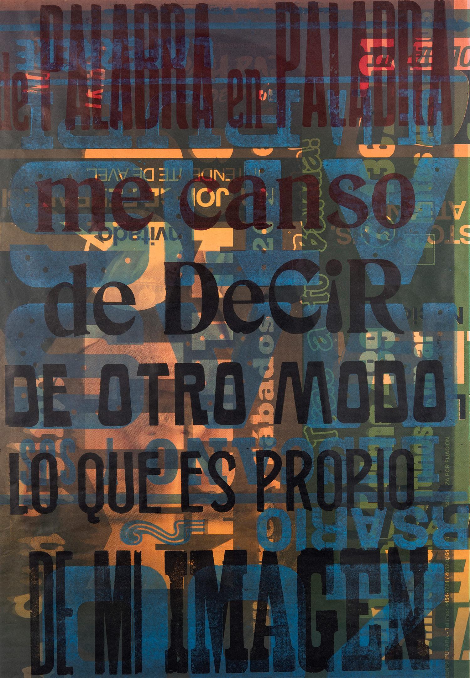 « De Palabra en Palabra », typographie traditionnelle en bois sur papier d'affiche de récupération - Painting de Ro Barragan