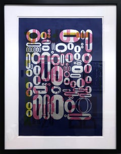 "Words on Blue #2" Traditional Wooden Typography on Reclaimed Poster Paper