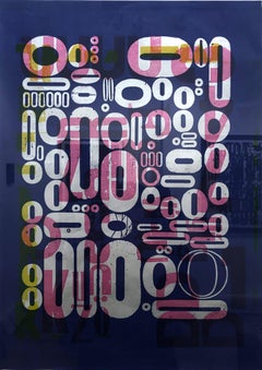 "Words on Blue #2" Traditional Wooden Typography on Reclaimed Poster Paper