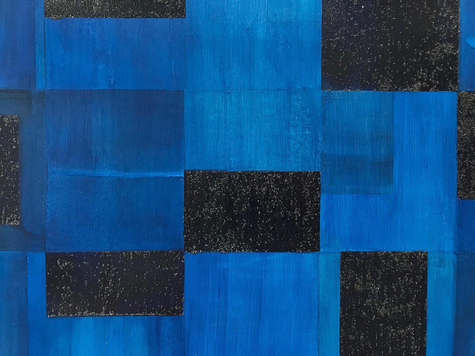 Abstrakte Mixed Media-Komposition auf baltischem Birkenholz-Paneel, Geometrisch 3074 – Painting von Christie Owen