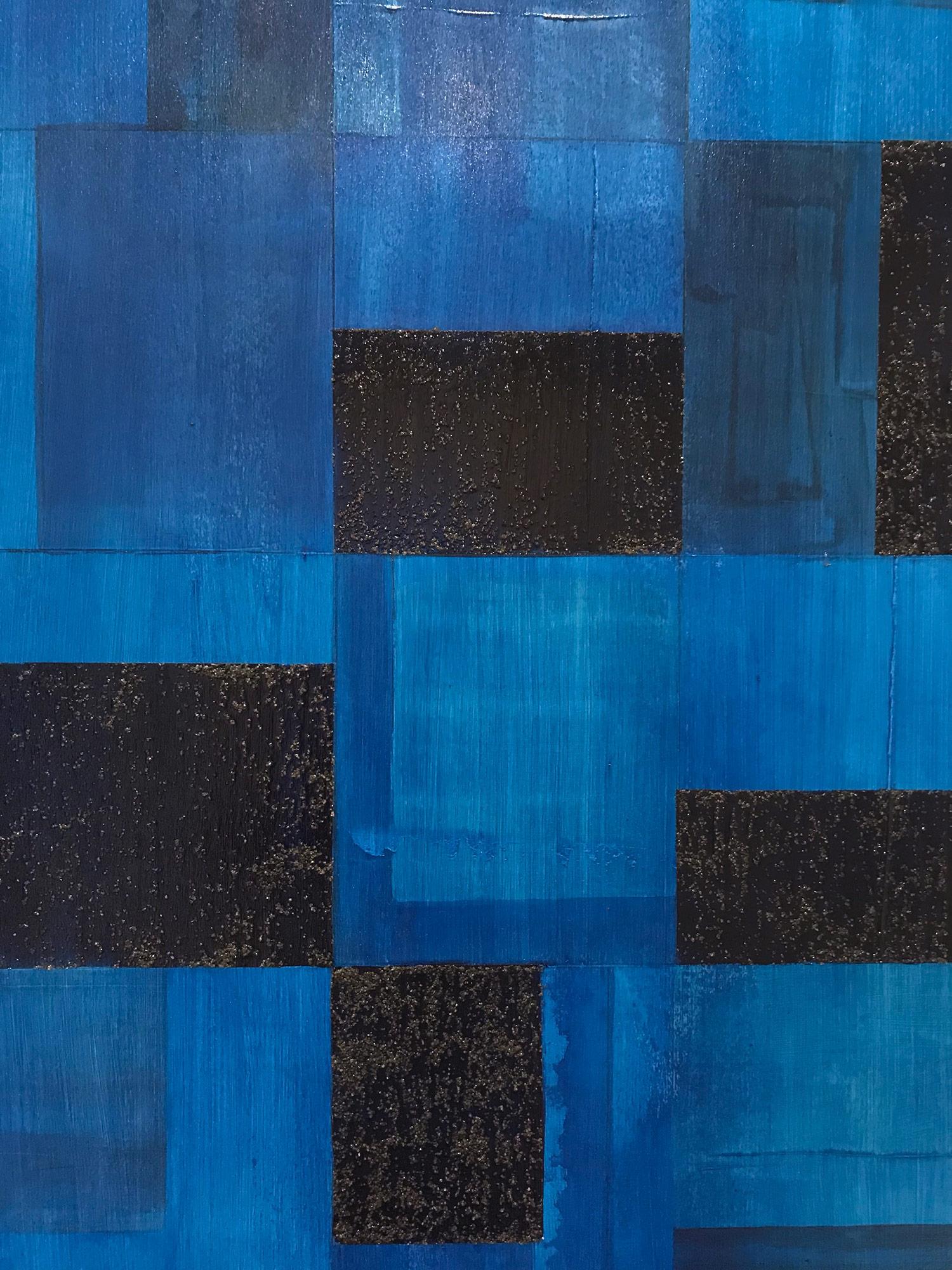 Abstrakte Mixed Media-Komposition auf baltischem Birkenholz-Paneel, Geometrisch 3074 (Geometrische Abstraktion), Painting, von Christie Owen