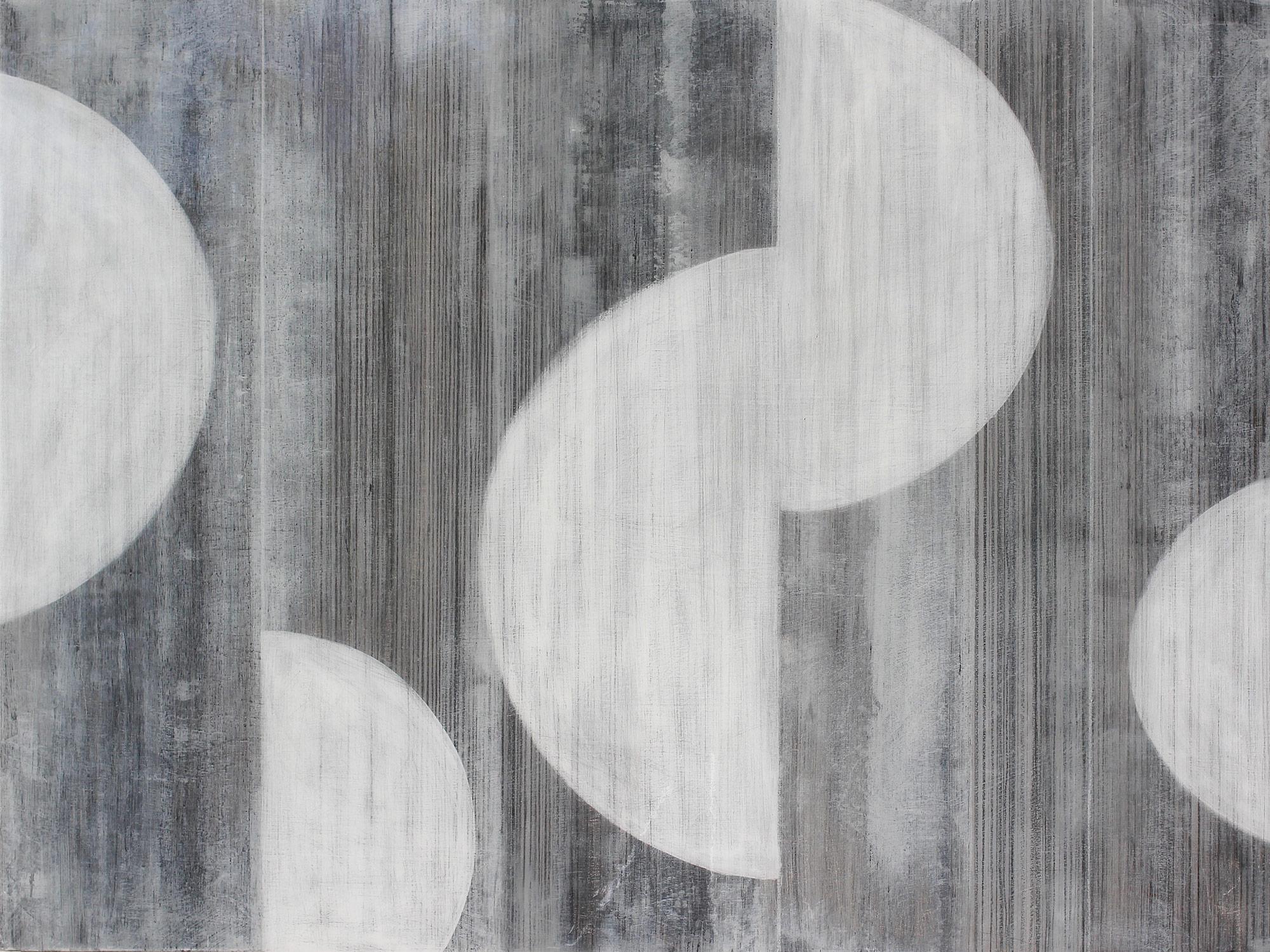 Christie Owen Abstract Painting - "Half Moons 3078" Abstract Layered Mixed Media Composition on Baltic Birch Panel