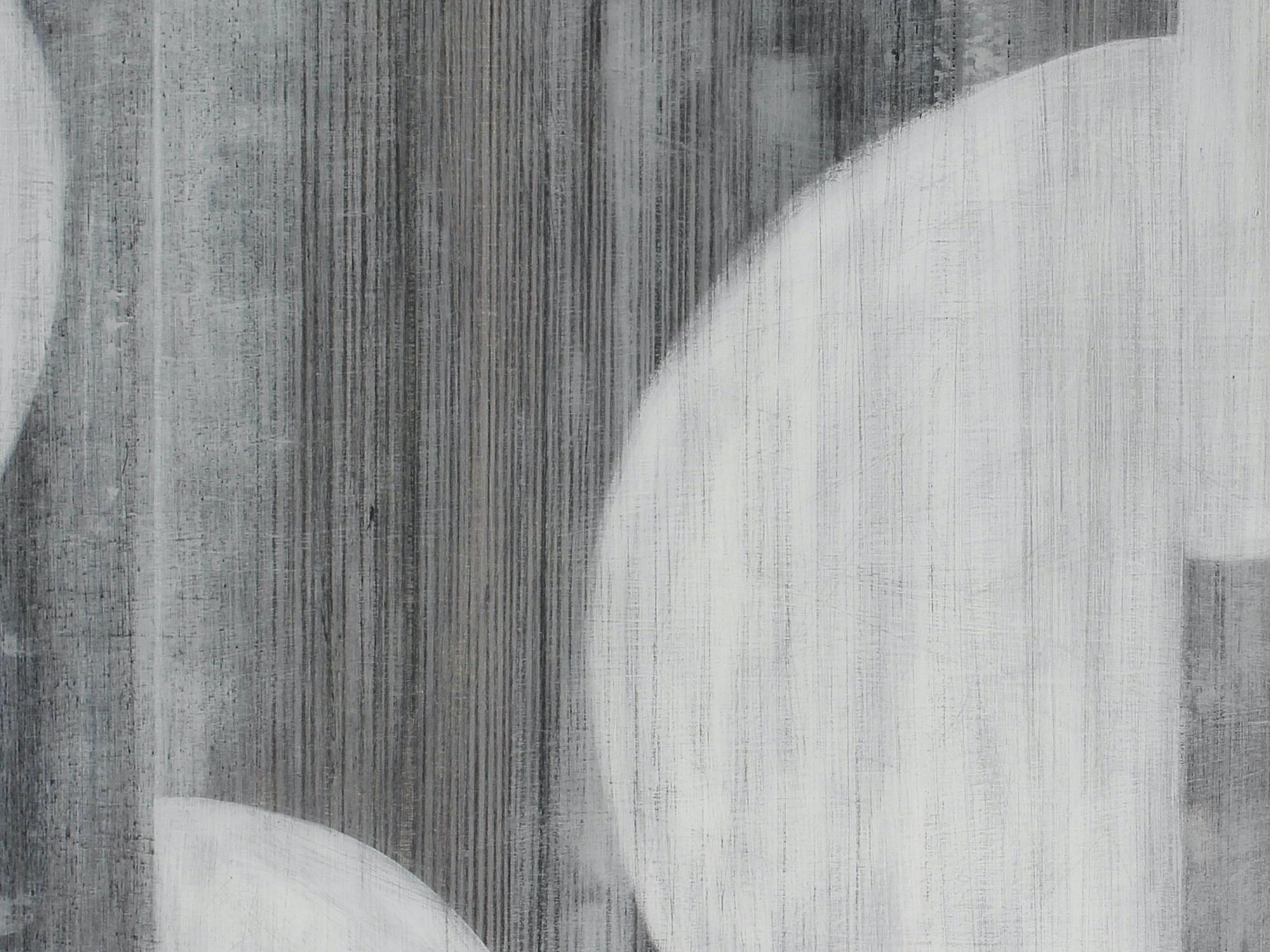 Abstrakte, mehrlagige Mixed-Media-Komposition auf Baltischem Birkenholz-Paneel „Half Moons 3078“ – Painting von Christie Owen