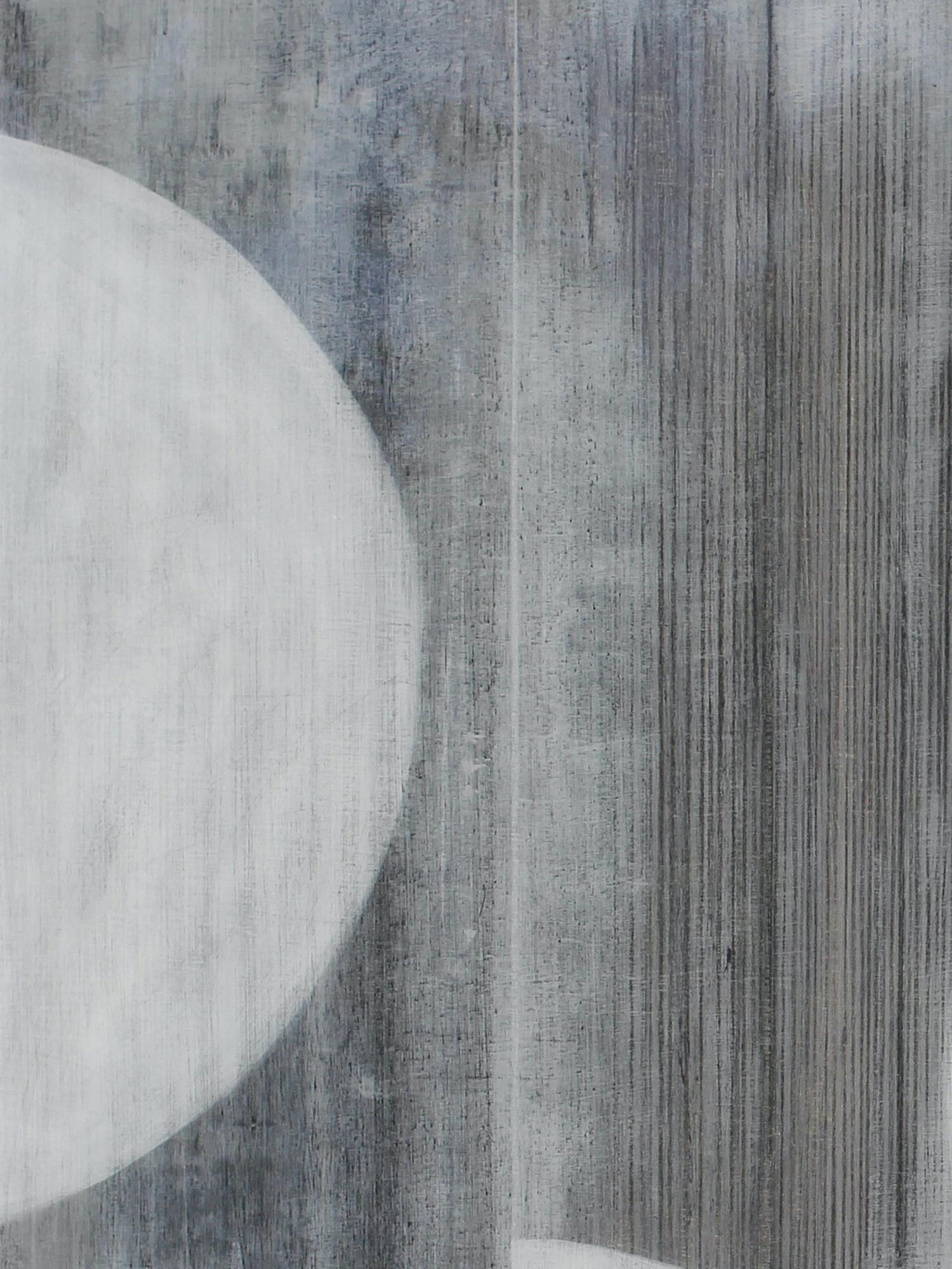 Abstrakte, mehrlagige Mixed-Media-Komposition auf Baltischem Birkenholz-Paneel „Half Moons 3078“ im Angebot 1