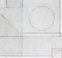 "Geometric 3076" Composition abstraite en couches de médias mixtes sur panneau de bouleau baltique