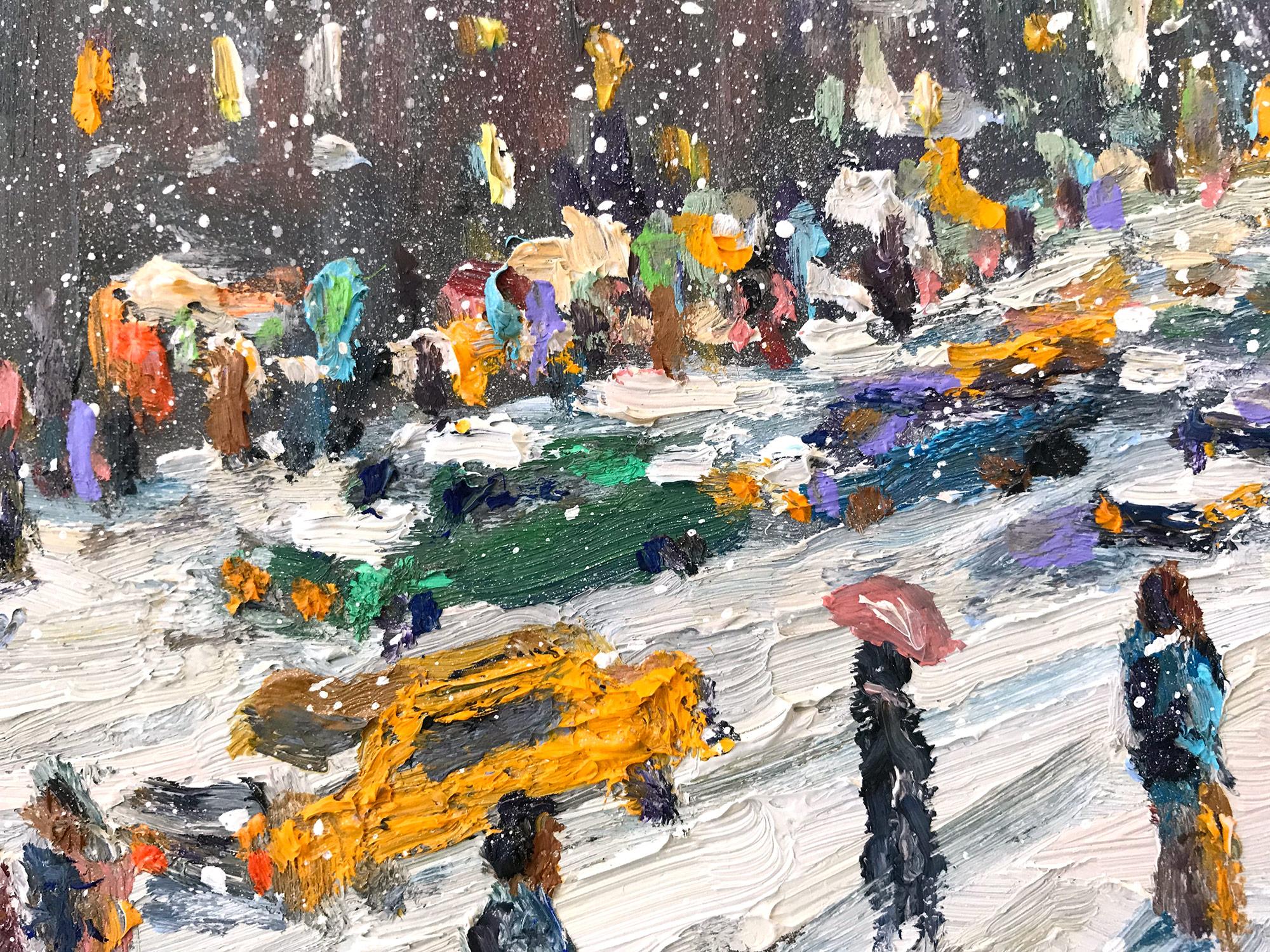 „Manhattan NY“ Winterlandschaft mit Gebäuden und Schnee in New York City:: Ölgemälde 3