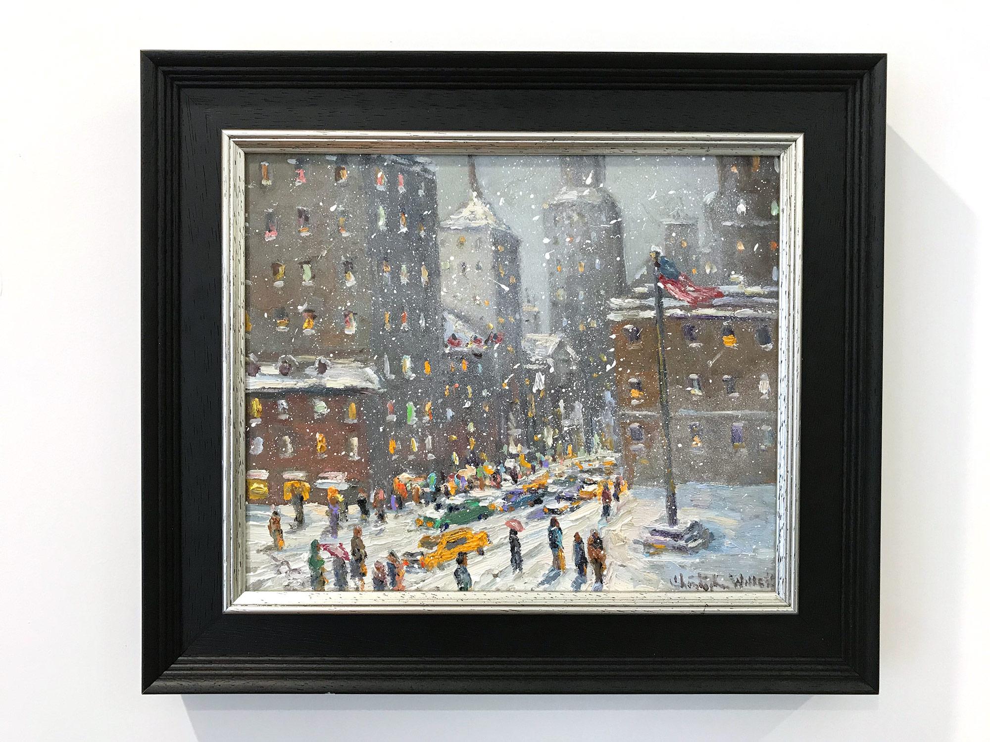 „Manhattan NY“ Winterlandschaft mit Gebäuden und Schnee in New York City:: Ölgemälde 11