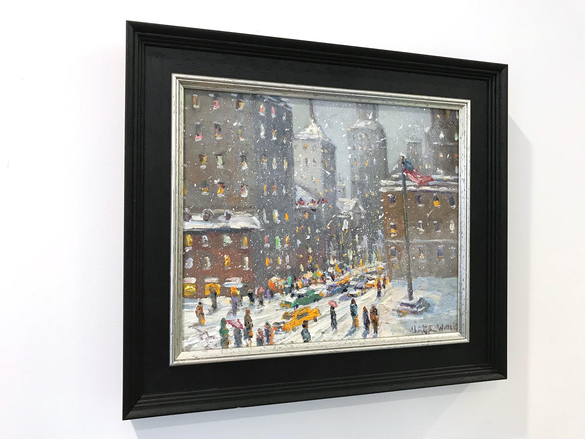 „Manhattan NY“ Winterlandschaft mit Gebäuden und Schnee in New York City:: Ölgemälde 13