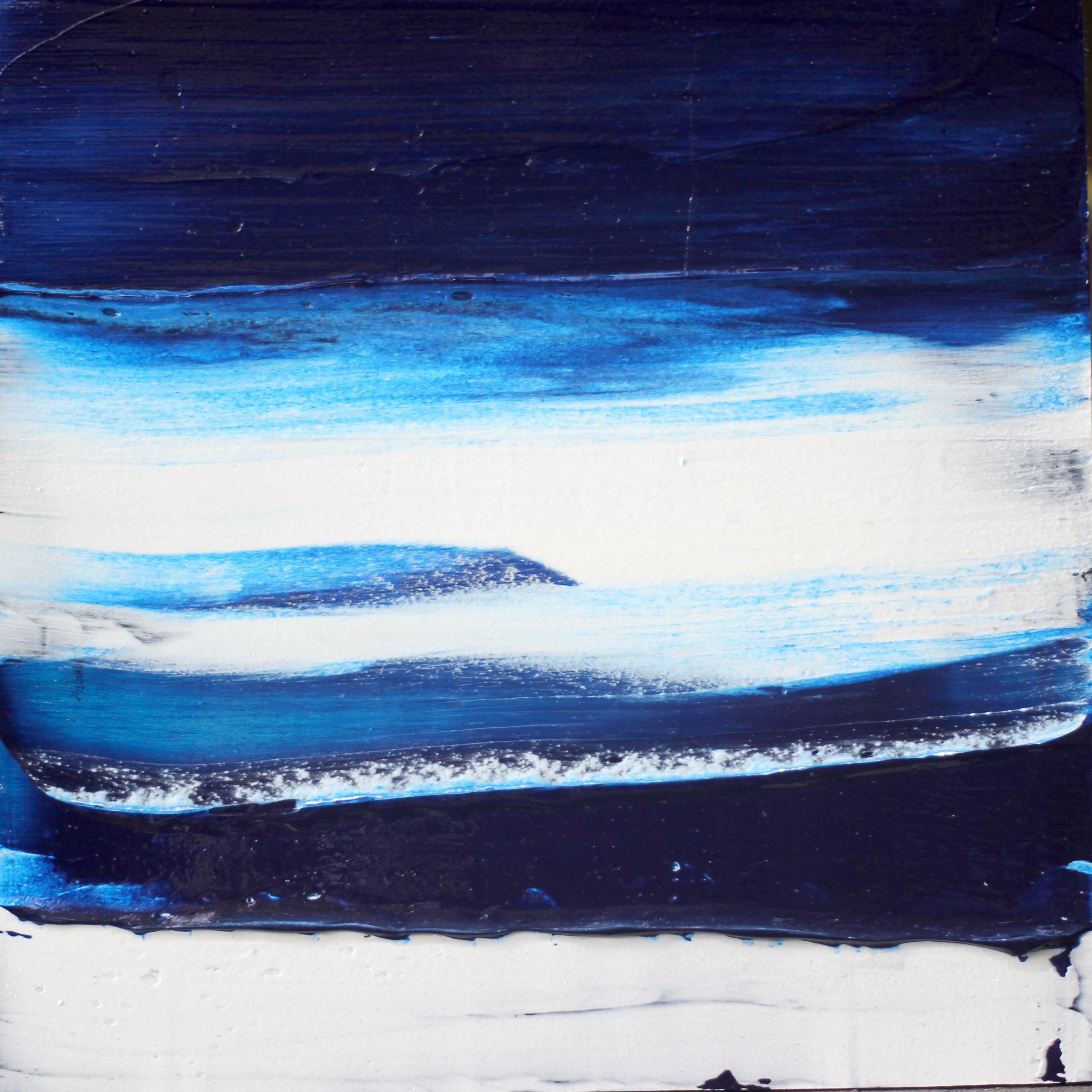 Abstract Painting Christie Owen - "Elements 3085" Composition abstraite en couches de médias mixtes sur panneau de bouleau baltique