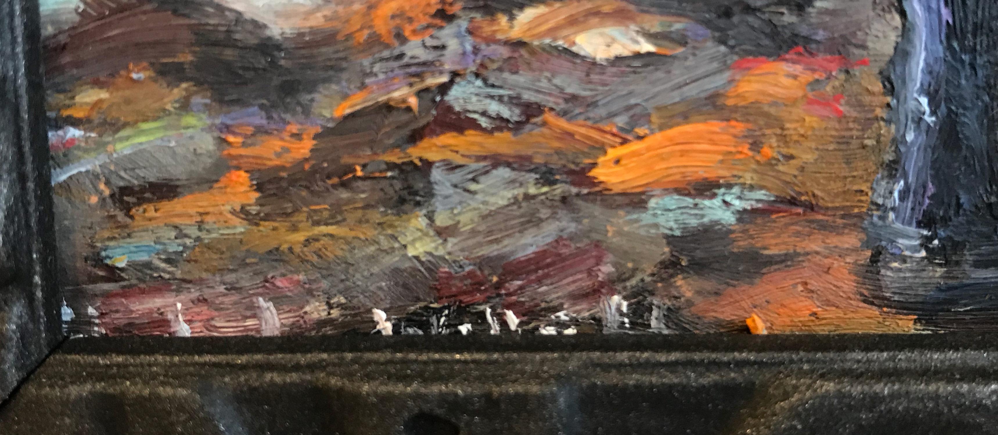 „Lobster-Töpfe“ Gloucester, Massachusetts, Meeresszene, Ölgemälde mit Figur im Angebot 2