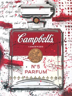 "Campbell's CHANEL N5 Parfum Red Bottle" Œuvre sur papier de l'artiste français de la rue