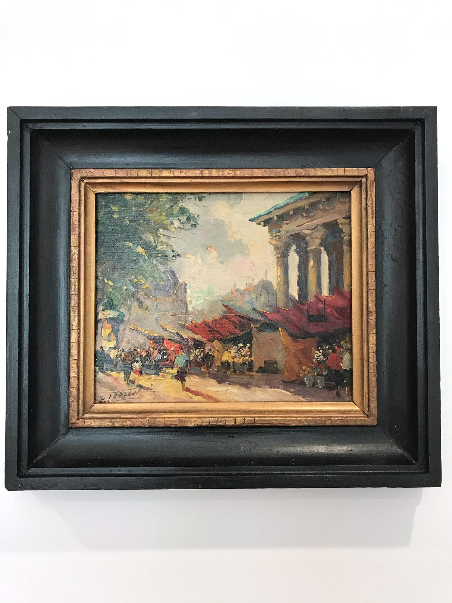 This captivating Parisian CityScape scene from the 20th Centruy is a wonderful display of Emile Le Saout's true passion for outdoor genre paintings. The vibrant colors and impressionistic brushwork is done with both whimsey and boldness. The flower